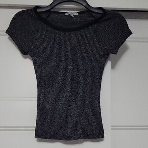 Charlotte Russe Charcoal Short Sleeve Crop Tee